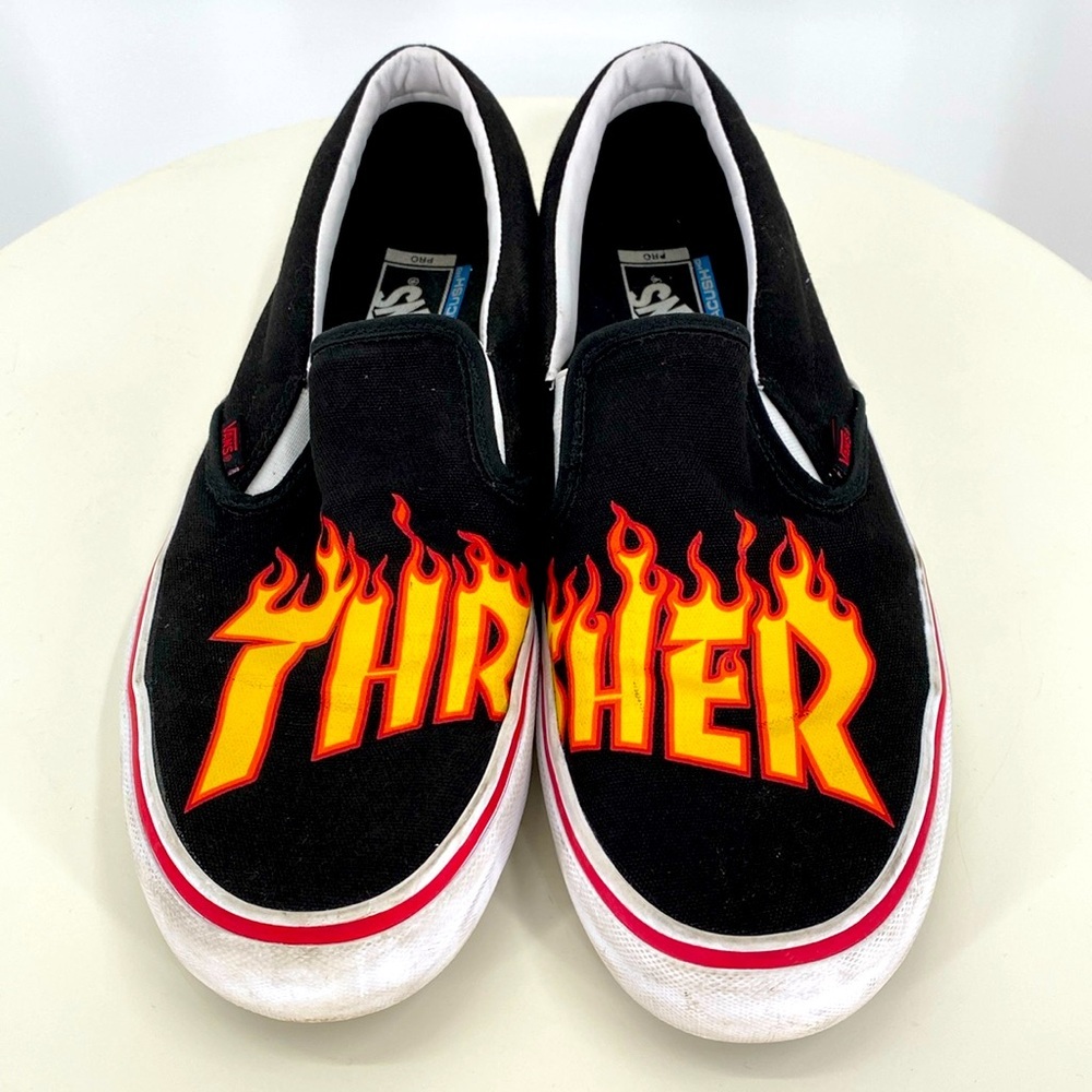 Vans Thrasher Slip On Shoes Men’s 13 Flame Skateboard Sneakers